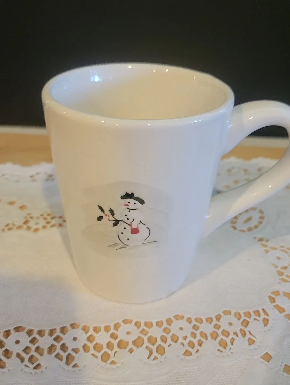 Williams Sonoma Snowman Coffee Mugs Cups Cocoa Hot Chocolate 4